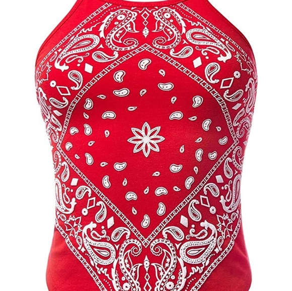 Paisley red halter top NWOT - Picture 1 of 4